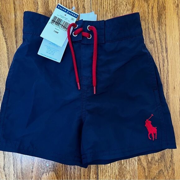 Ralph Lauren Red Swim Shorts Size 18M NEW - Picture 1 of 4